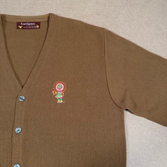 Vintage Southwest Native American Cardigan Sweater Brown Orlon Knit USA 90s - Picture 3 of 7